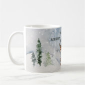 Schneewald mit einem Hirsch Weihnachten Kaffeetasse (Links)