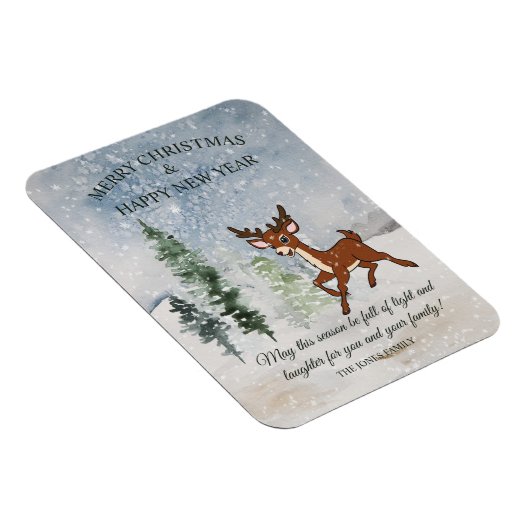 Schneewald mit einem Hirsch Weihnachten Magnet (Rechte Seite)