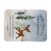 Schneewald mit einem Hirsch Weihnachten Magnet (Horizontal)