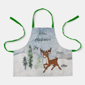 Schneewald mit einem Hirsch Weihnachten Schürze (Vorderseite)