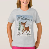 Schneewald mit einem Hirsch Weihnachten T-Shirt (Vorderseite)