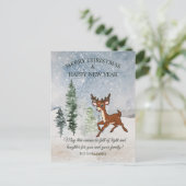 Schneewald mit Hirschen Feiertagspostkarte (Stehend Vorderseite)