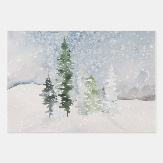 Schneewald mit Hirschen Geschenkpapier Set (Vorderseite 3)