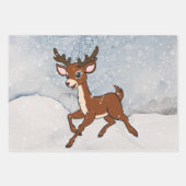 Schneewald mit Hirschen Geschenkpapier Set (Vorderseite 2)
