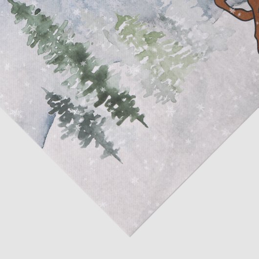 Schneewald mit Hirschen Seidenpapier (Ausschnitt)