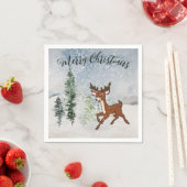 Schneewald mit Hirschen Serviette (Beispiel)