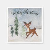 Schneewald mit Hirschen Serviette (Vorderseite)