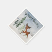 Schneewald mit Hirschen Serviette (Ecke)