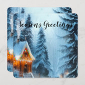Schneewald mit Hütte 5x5 Weihnachtskarten (Vorne/Hinten)