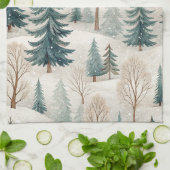 Schneewald-Muster – Friedliche Winterlandschaft Geschirrtuch (Gefaltet)