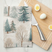 Schneewald-Muster – Friedliche Winterlandschaft Geschirrtuch (Viertel Falte)