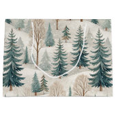 Schneewald-Muster – Friedliche Winterlandschaft Große Geschenktüte (Vorderseite)