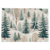 Schneewald-Muster – Friedliche Winterlandschaft Große Geschenktüte (Rückseite)