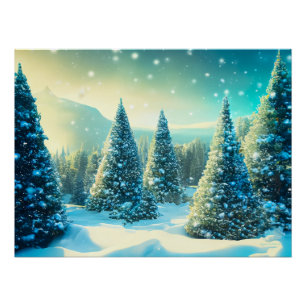 Schneewald Pine Tree Winter Wonderland Poster