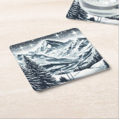 Schneewald Rechteckiger Pappuntersetzer (angewinkelt)