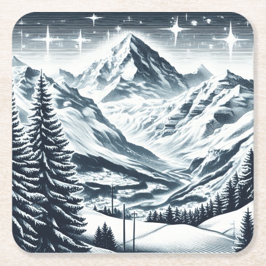 Schneewald Rechteckiger Pappuntersetzer (Vorderseite)