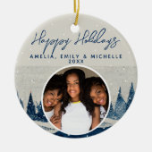 Schneewald Schneeflocken Foto Keramik Ornament (Vorne)