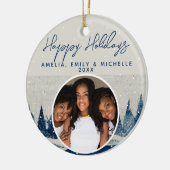 Schneewald Schneeflocken Foto Keramik Ornament (Links)