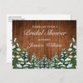 Schneewald und Waldkiefer Brautparty Ankündigungspostkarte (Vorne/Hinten)