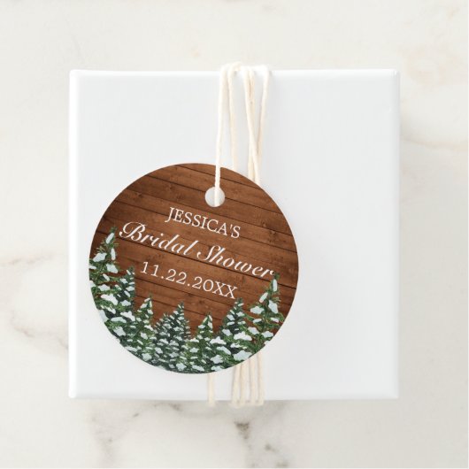 Schneewald und Waldkiefer Brautparty Geschenkanhänger (Beispiel)