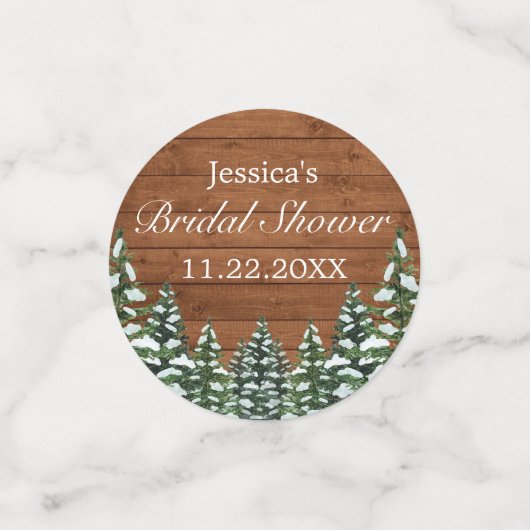 Schneewald und Waldkiefer Brautparty Konfetti (Klein Vorderseite)