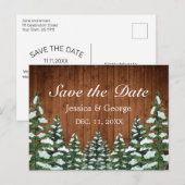 Schneewald- und Waldpfannenhochzeit Ankündigungspostkarte (Vorne/Hinten)