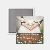 Schneewald- und Waldpfannenhochzeit Foto Magnet (Vorderseite/Rückseite)