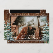 Schneewald- und Waldpfannenhochzeit Foto Save The Date (Vorne/Hinten)