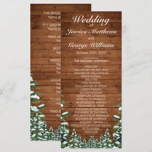 Schneewald- und Waldpfannenhochzeit Programm (Vorne/Hinten)