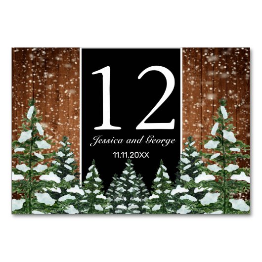 Schneewald und Waldschwarzer Pinienwald Tischnumme Tischnummer (Vorderseite)