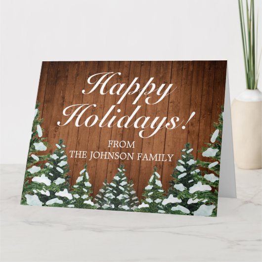 Schneewald & Wald Landurlaub geklappt Gruß Karte (Vorderseite)