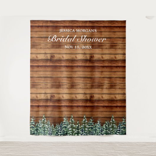 Schneewald & Waldland Brautparty Foto Wandteppich (Vorderseite)