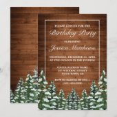 Schneewald & Waldland Pinienbäume Geburtstag Einladung (Vorne/Hinten)