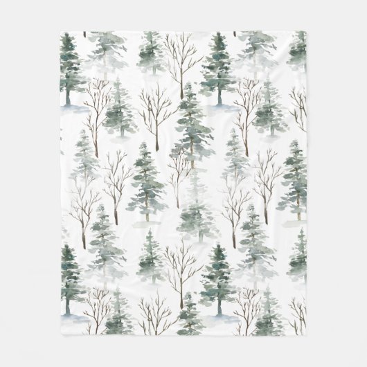 Schneewald Weihnachtsmuster Fleecedecke (Vorderseite)