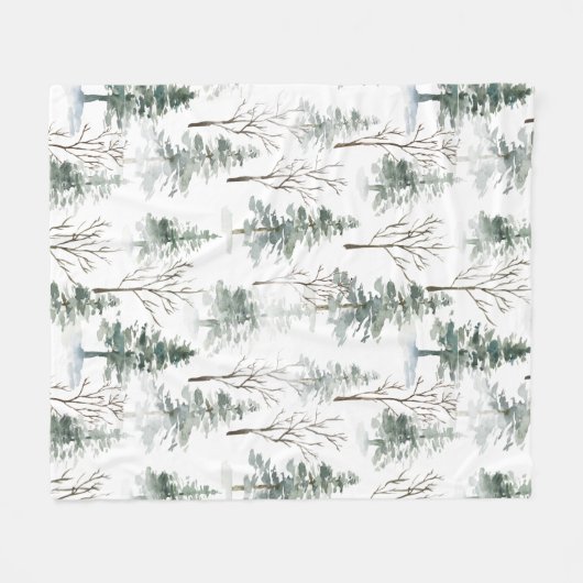 Schneewald Weihnachtsmuster Fleecedecke (Vorderseite (Horizontal))