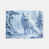 Schneewald Weißwolf Eiskunstdekor Fleecedecke (Vorderseite (Horizontal))