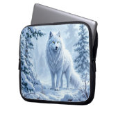 Schneewald Weißwolf Eiskunstdekor Laptopschutzhülle (Vorderseite Links)