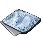 Schneewald Weißwolf Eiskunstdekor Laptopschutzhülle (Vorne Knopf)
