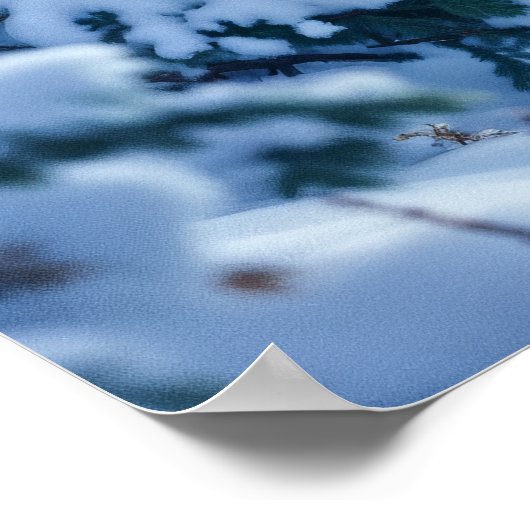 Schneewald Weißwolf Eiskunstdekor Poster (Ecke)