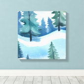 Schneewald | Winter Aquarell Leinwanddruck (Insitu (Holzboden))