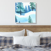 Schneewald | Winter Aquarell Leinwanddruck (Insitu (Schlafzimmer))