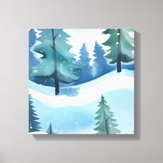 Schneewald | Winter Aquarell Leinwanddruck (Vorderseite)