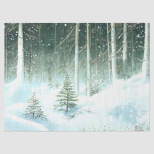 Schneewald Winter Weihnachtslandschaft Dekoupage Seidenpapier