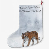 Schneewald Winterwald Schneebäume Waldkatze Großer Weihnachtsstrumpf (Rückseite)