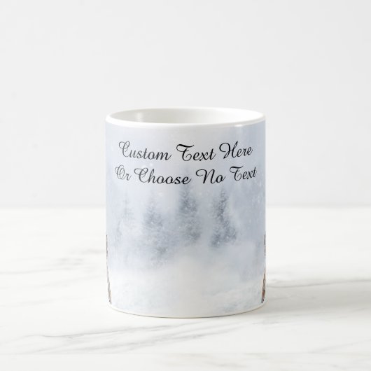 Schneewald Winterwald Schneebäume Waldkatze Kaffeetasse (Mittel)