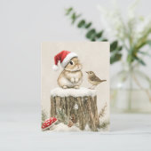 Schneewald Winterwald Weihnachten Hase Vogel  (Stehend Vorderseite)