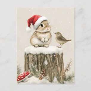 Schneewald Winterwald Weihnachten Hase Vogel 