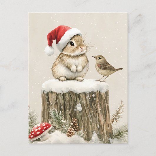 Schneewald Winterwald Weihnachten Hase Vogel  (Vorderseite)