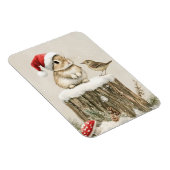 Schneewald Winterwald Weihnachtsbaum Bunny Bird Magnet (Rechte Seite)