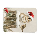 Schneewald Winterwald Weihnachtsbaum Bunny Bird Magnet (Horizontal)